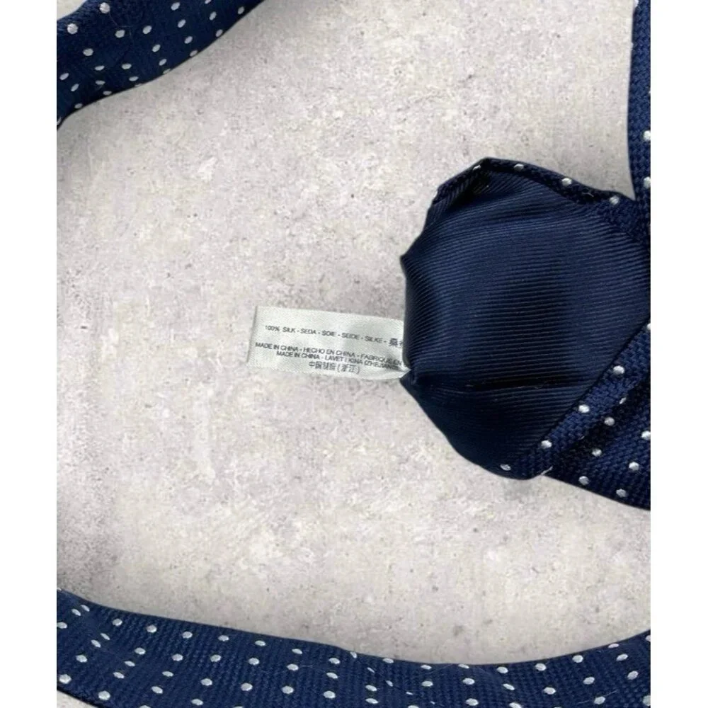 SUITSUPPLY Silk Tie XL Blue White Polka Dot W:3.2" EUC - Picture 3 of 5